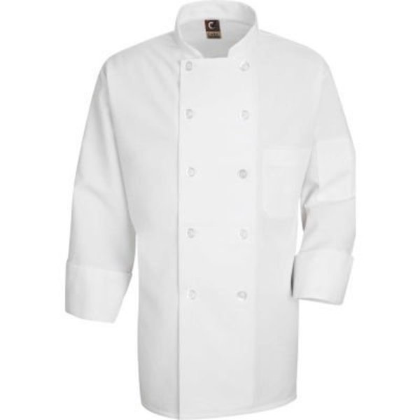 Vf Imagewear Chef Designs Men's 10 Button-Front Chef Coat, Pearl Buttons, White, Polyester, XS 0423WHRGXS